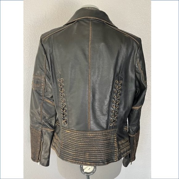 Wilson's Leather - Black Distressed Leather Jacket - Picture 3 of 5
